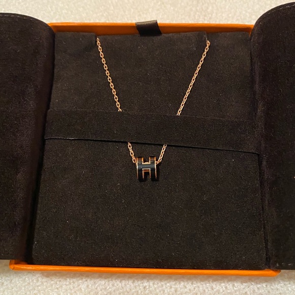 SOLD - Authentic Hermes Mini Pop H Rosegold and Black Pendant - Picture 3 of 6